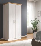 Kleiderschrank Marina in wei� L�rche und Eiche Artisan Landhaus Dreht�renschrank 2-t�rig 84 x 185 cm