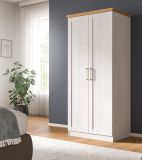 Kleiderschrank Marina in wei� L�rche und Eiche Artisan Landhaus Dreht�renschrank 2-t�rig 84 x 185 cm
