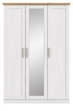 Kleiderschrank mit Spiegel Marina in wei� L�rche und Eiche Artisan Landhaus Dreht�renschrank 3-t�rig 124 x 185 cm