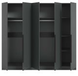 Kleiderschrank Swan in grau Dreht�renschrank 5-t�rig 200 x 181 cm
