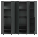 Kleiderschrank Swan in grau Dreht�renschrank 5-t�rig 200 x 181 cm