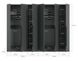Kleiderschrank Swan in grau Dreht�renschrank 6-t�rig 240 x 181 cm