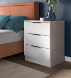 Nachttisch Swan in Wei�, Nachtkommode mit Komforth�he 45 x 60 cm, Vollauszug