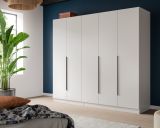 Kleiderschrank Swan in wei� Dreht�renschrank 5-t�rig 200 x 181 cm