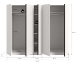 Kleiderschrank Girona in wei� Dreht�renschrank 5-t�rig 230 x 183 cm