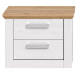Nachttisch Mirano in wei� L�rche und Eiche Artisan Landhaus Nachtkommode 56 x 43 cm