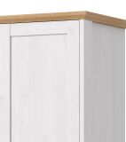 Kleiderschrank Mirano in Wei� L�rche mit Eiche, Landhaus Dreht�renschrank 4-t�rig mit Spiegel