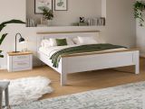 Schlafzimmer Mirano in wei� L�rche und Eiche Artisan Landhaus Set mit Bett Liegefl�che 180 x 200 cm und Nachttisch