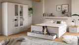 Schlafzimmer Mirano in wei� L�rche und Eiche Artisan Landhaus Set mit Bett Liegefl�che 180 x 200 cm und Nachttisch