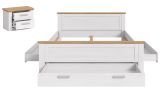 Schlafzimmer Mirano in wei� L�rche und Eiche Artisan Landhaus Set mit Bett Liegefl�che 180 x 200 cm und Nachttisch