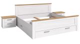 Schlafzimmer Mirano Wei� L�rche und Eiche Landhaus, Set Doppelbett inkl. 3x Bettschubkasten und 2x Nachttisch