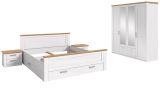 Schlafzimmer Mirano in wei� L�rche und Eiche Artisan Landhaus Set 4-teilig Liegefl�che 180 x 200 cm