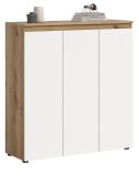 Kommode Assino in Wei� und Evoke Eiche 3-t�rig 105 x 111 cm, bis zu 10 F�cher