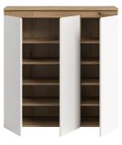 Kommode Assino in Wei� und Evoke Eiche 3-t�rig 105 x 111 cm, bis zu 10 F�cher
