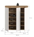 Kommode Assino in Wei� und Evoke Eiche 3-t�rig 105 x 111 cm, bis zu 10 F�cher