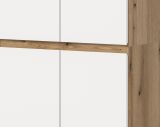 Mehrzweckschrank Assino in Wei� und Eiche, 4-t�rig 70 x 175 cm mit 7 B�den und Kleiderstange