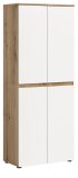 Mehrzweckschrank Assino in Wei� und Eiche, 4-t�rig 70 x 175 cm mit 7 B�den und Kleiderstange