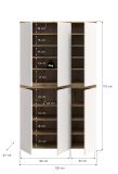 Mehrzweckschrank Assino in Wei� und Eiche, 6-t�rig 105 x 175 cm mit 14 Einlegeb�den und Kleiderstange