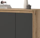 Kommode Assino in Grau und Eiche, 3-t�rig 105 x 111 cm mit 8 Einlegeb�den