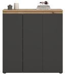Kommode Assino in Grau und Eiche, 3-t�rig 105 x 111 cm mit 8 Einlegeb�den