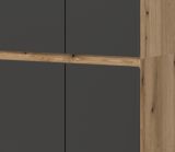 Mehrzweckschrank Assino in Grau und Eiche, 4-t�rig 70 x 175 cm, 7 Einlegeb�den und Kleiderstange