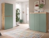Kommode Assino in Gr�n und Eiche 105 x 111 cm, bis zu 10 F�cher