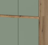 Mehrzweckschrank Assino in Gr�n und Eiche, 6-t�rig 105 x 175 cm mit 14 Einlegeb�den und Kleiderstange