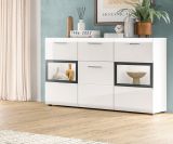 Sideboard Cover in wei� Hochglanz Vitrine 125 x 81 cm