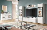 Sideboard Cover in wei� Hochglanz Vitrine 125 x 81 cm