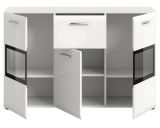 Sideboard Cover in wei� Hochglanz Vitrine 125 x 81 cm