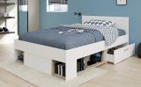 Stauraumbett Mika in wei� und Eiche Funktionsbett mit Bettschubkasten Set Liegefl�che 120 x 200 cm