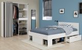 Kinder- und Jugendzimmer Mika in wei� und Eiche Set 2-teilig, Stauraumbett und Kleiderschrank
