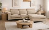 Sofa Valero in beige Cord Ecksofa 4-Sitzer 276 x 183 cm