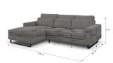Sofa Valero in grau Cord Ecksofa 4-Sitzer 276 x 183 cm
