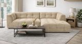 Sofa Astaro in beige Webstoff Ecksofa 5-Sitzer 292 x 161 cm