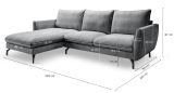 Sofa Palma in grau Webstoff Ecksofa 5-Sitzer 259 x 167 cm