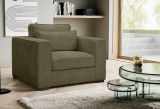 Sessel Canedo in khaki Cord Loungesessel 120 cm