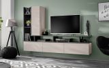 Wohnwand Askim in Kaschmir und Graphit Eiche, Schrankwand h�ngend 210 cm mit Push-to-Open