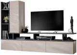 Wohnwand Askim in Kaschmir und Graphit Eiche, Schrankwand h�ngend 210 cm mit Push-to-Open