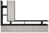 Wohnwand Askim in Kaschmir und Graphit Eiche, Schrankwand h�ngend 210 cm mit Push-to-Open