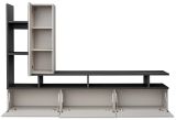 Wohnwand Askim in Kaschmir und Graphit Eiche, Schrankwand h�ngend 210 cm mit Push-to-Open