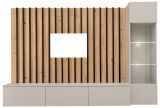 Wohnwand Pearl in Kaschmir und Artisan Eiche Schrankwand 220 cm inklusive LED Beleuchtung, Push-to-Open