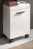 Waschbeckenunterschrank Talerno in wei� Hochglanz Bad Unterschrank 40 x 58 cm auf Rollen