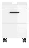 Waschbeckenunterschrank Talerno in wei� Hochglanz Bad Unterschrank 40 x 58 cm auf Rollen