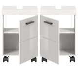 Waschbeckenunterschrank Talerno in wei� Hochglanz Bad Unterschrank 40 x 58 cm auf Rollen