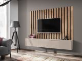 TV-Lowboard Set Pearl in Kaschmir und Artisan Eiche TV Unterteil mit Akustikpaneele 180 cm, Push-to-Open