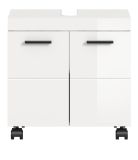 Waschbeckenunterschrank Talerno in wei� Hochglanz, Badschrank 60 x 58 cm auf Rollen