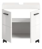 Waschbeckenunterschrank Talerno in wei� Hochglanz, Badschrank 60 x 58 cm auf Rollen