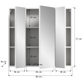 Badezimmer Spiegelschrank Talerno in Wei�, 3-t�rig 82 x 77