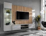 Wohnwand iLike in Hellgrau und Artisan Eiche 200 cm, inklusive LED Beleuchtung und Push-to-Open